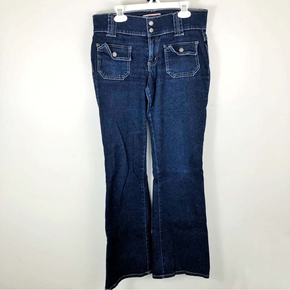 Vintage Z. Cavaricci Flare Leg Bell Bottom Jeans Dark Blue Wash Size 7